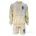 Custom Men's Cotton Hoodie And Sweat Shorts Tracksuit